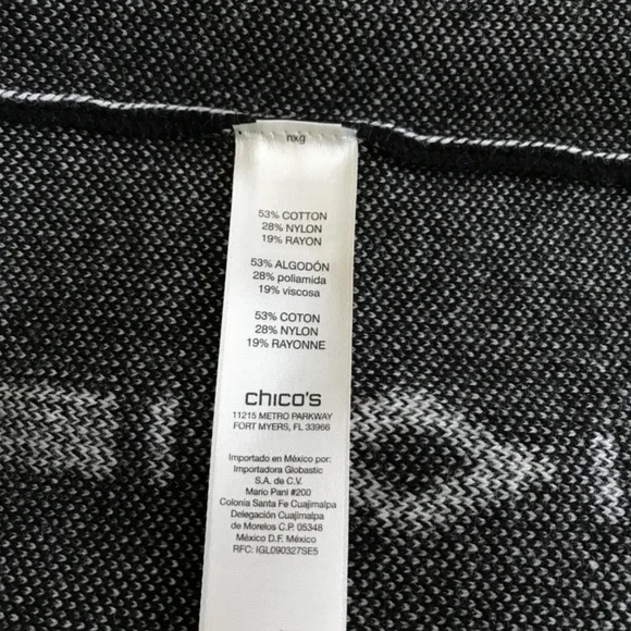 Chicos Black and White Pattern Long Topper Sweater Sz S - Picture 7 of 7